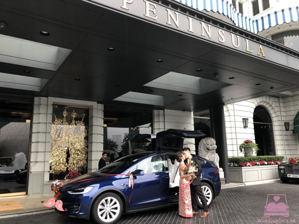 Tesla Model X 結婚花車 藍色 Wedding Car @The Peninsula 半島酒店
