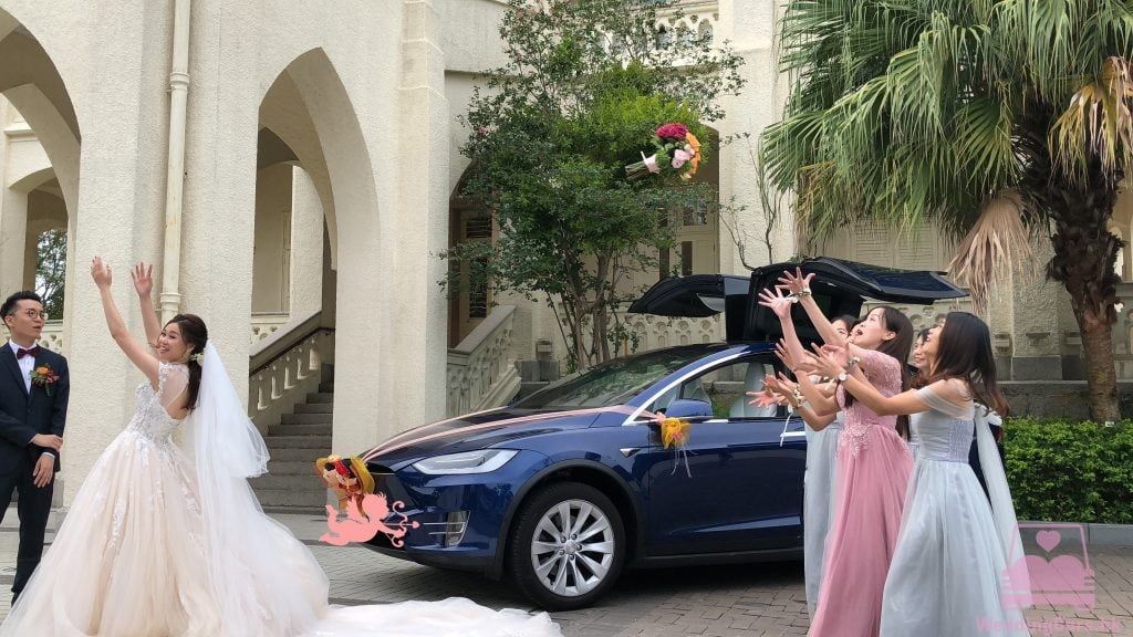 Tesla Model X 結婚花車 藍色 Wedding Car @Béthanie 伯大尼小教堂