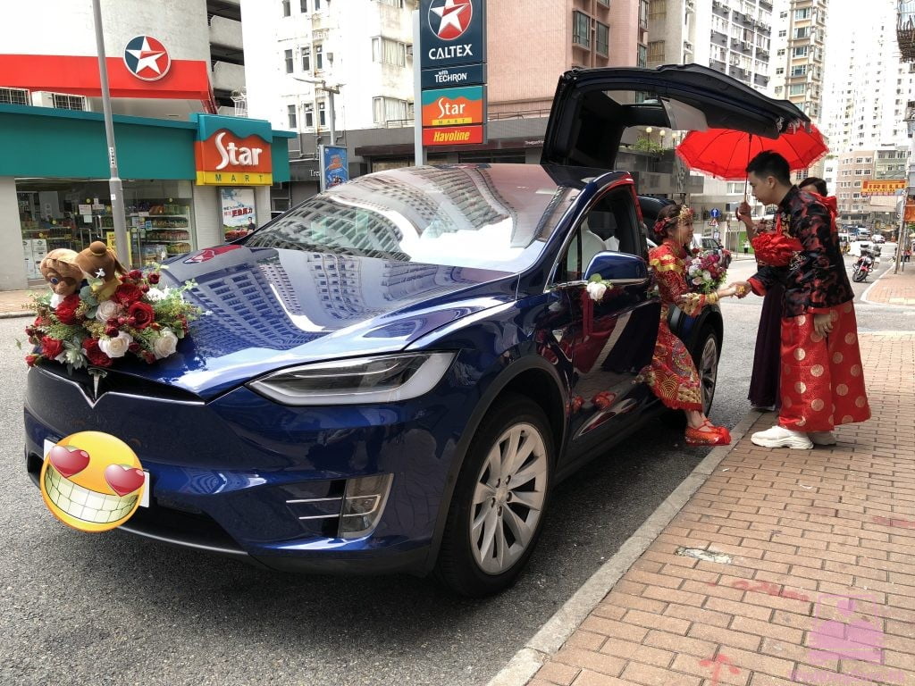 Tesla Model X 結婚花車 藍色 Wedding Car @The Park Lane 柏寧酒店