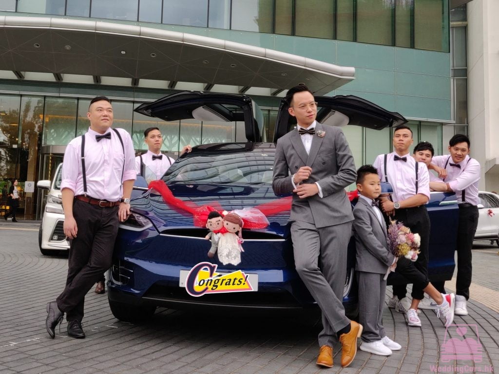 Tesla Model X 結婚花車 藍色 Wedding Car @Hyatt Regency Hong Kong, Shatin 沙田凱悦酒店