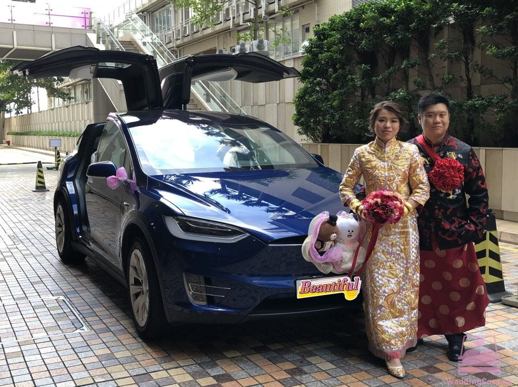 Tesla Model X 結婚花車 藍色 Wedding Car @The Olympian Hotel Hong Kong