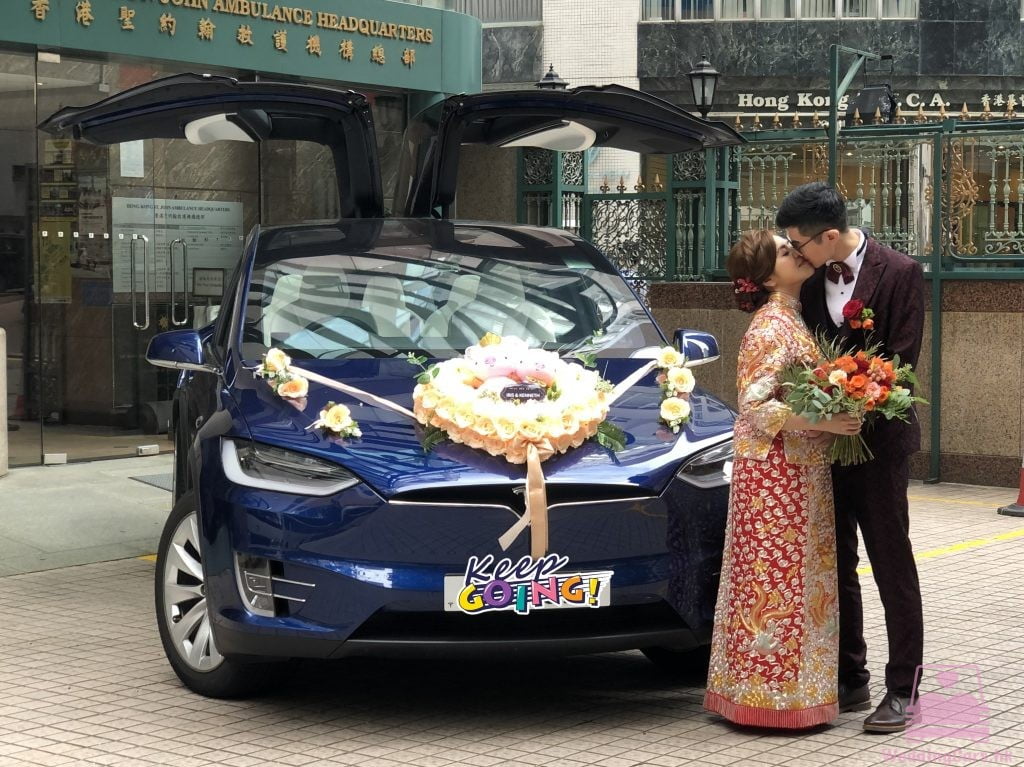 Tesla Model X 結婚花車 藍色 Wedding Car @Two MacDonnell Road 麥當勞道貳號