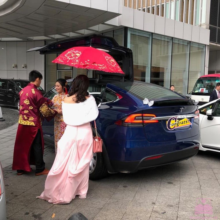 Tesla Model X 結婚花車 藍色 Wedding Car @Four Seasons Hotel Hong Kong