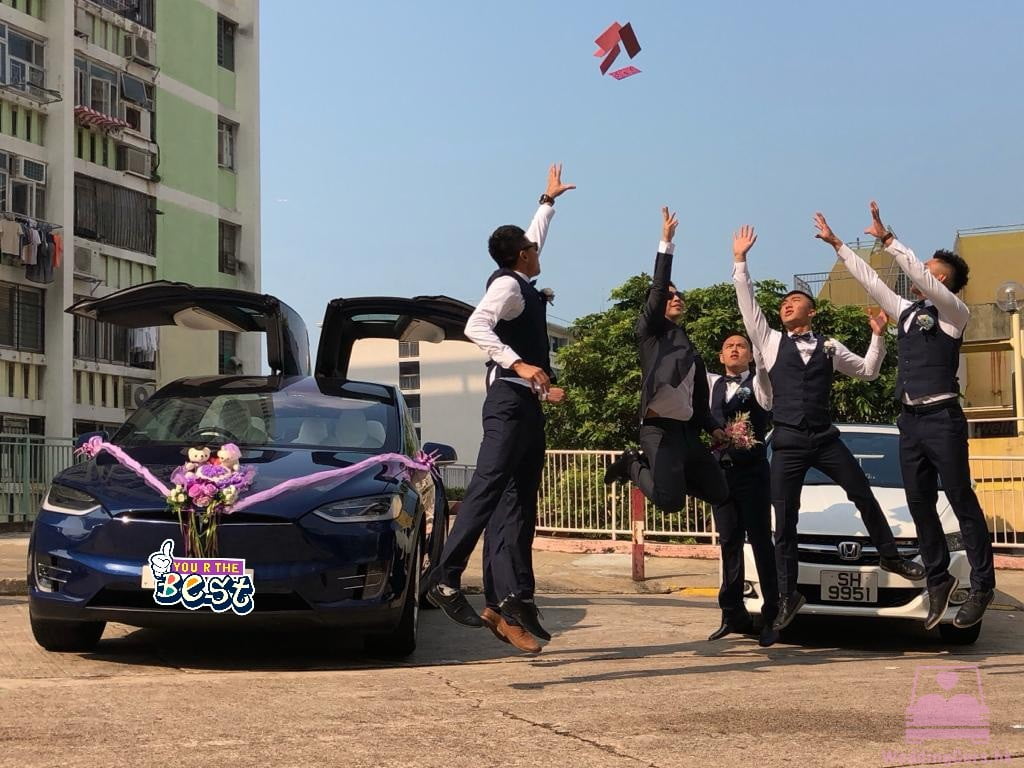 Tesla Model X 結婚花車 藍色 Wedding Car @華富邨