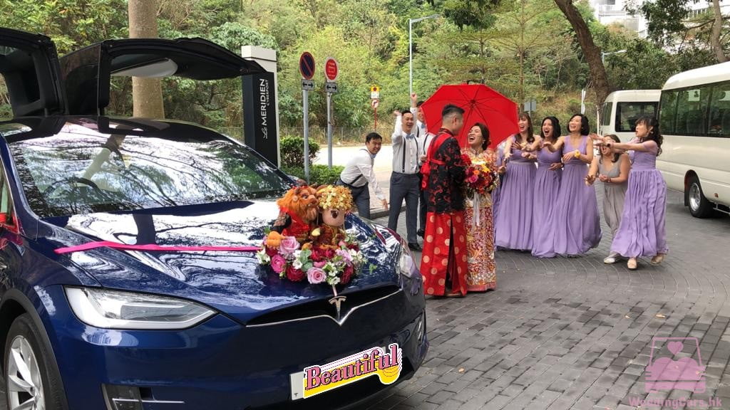 Tesla Model X 結婚花車 藍色 Wedding Car @ Le Meridien Cyberport 數碼港艾美酒店