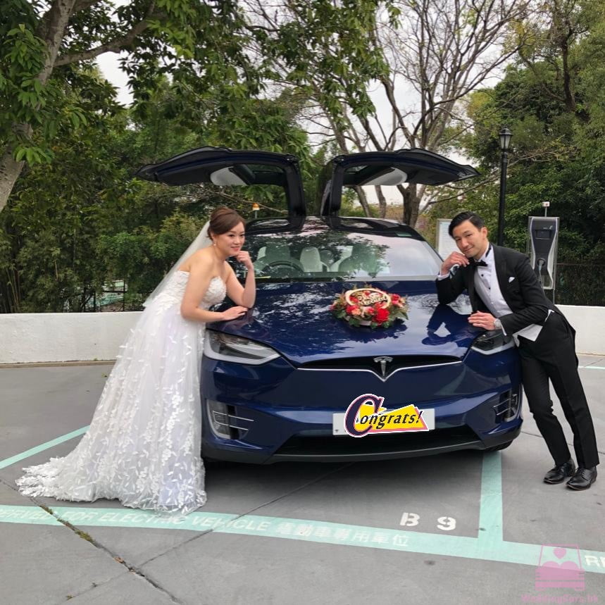 Tesla Model X 結婚花車 藍色 Wedding Car @ HKJC Beas River Country Club - 賽馬會雙魚河鄉村俱樂部